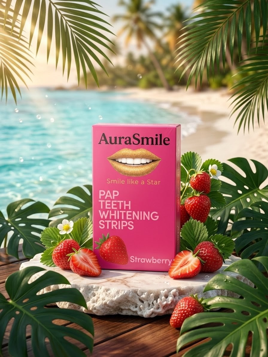AuraSmile Premium Bleaching Strips - Zahnaufhellung mit Fruchtgeschmack - PAP+ Whitening