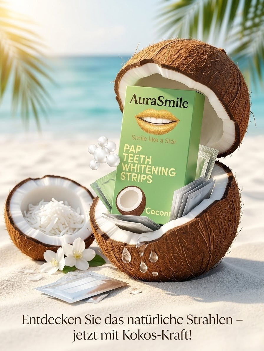 AuraSmile Premium Bleaching Strips - Zahnaufhellung mit Fruchtgeschmack - PAP+ Whitening