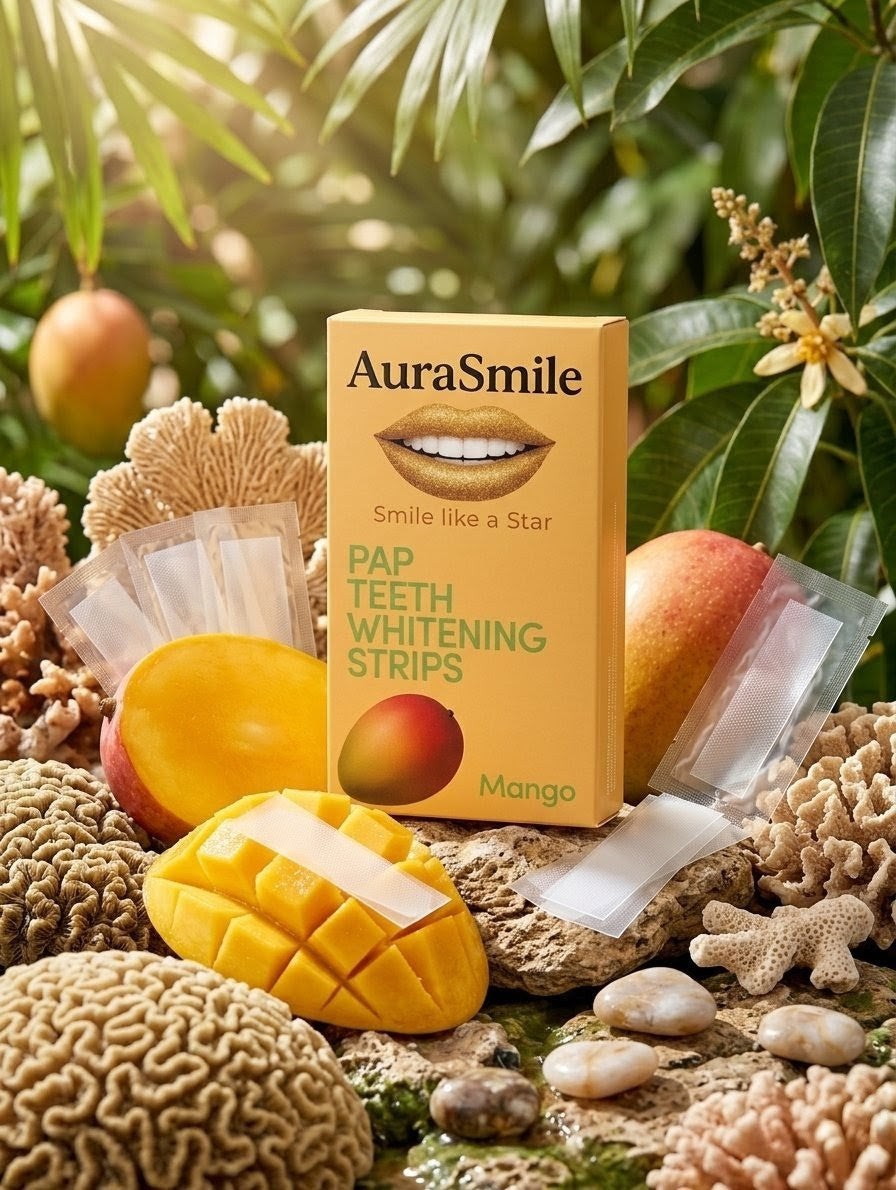 AuraSmile Premium Bleaching Strips - Zahnaufhellung mit Fruchtgeschmack - PAP+ Whitening
