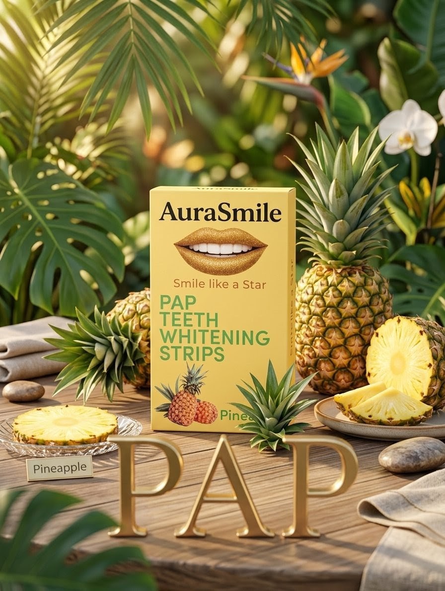 AuraSmile Premium Bleaching Strips - Zahnaufhellung mit Fruchtgeschmack - PAP+ Whitening