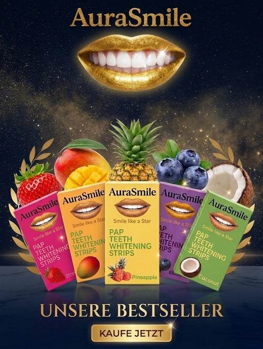 AuraSmile Premium Bleaching Strips - Zahnaufhellung mit Fruchtgeschmack - PAP+ Whitening