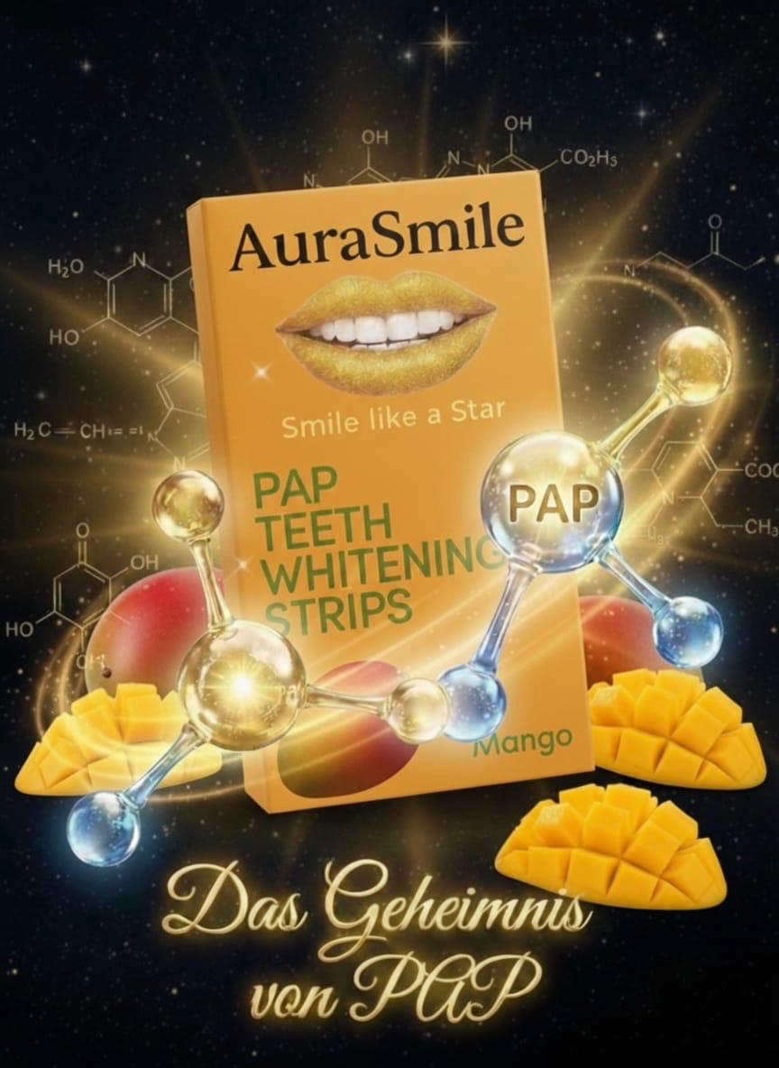 AuraSmile Premium Bleaching Strips - Zahnaufhellung mit Fruchtgeschmack - PAP+ Whitening